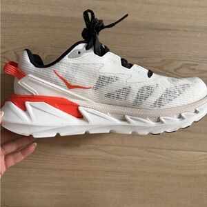 Hoka One One White and Orange Lightweight Unisex Running Sneaker - Like New